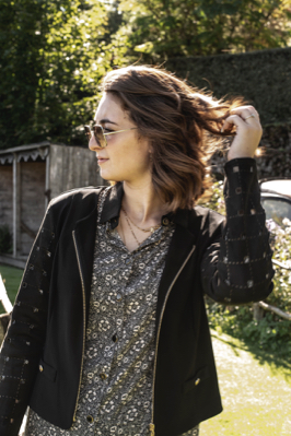 Veste Zippée Joseph Ribkoff Rayures Marine - Taille 10 - Neuf Avec étiquettes - Prix Conseillé 255€